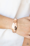 Paparazzi " Fond of Florals " Rose Gold Metal With Floral Designs Hinged Bracelet