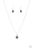 "Vintage Validation" Silver Metal, Blue & White Halo Rhinestone Necklace Set