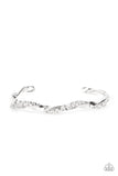 "Twisted Twinkle" Silver Metal & White/Clear Rhinestone Twisted Cuff Bracelet