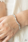 "Twisted Twinkle" Silver Metal & White/Clear Rhinestone Twisted Cuff Bracelet