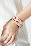 "Glamp Champ" Pink Leather Laser Cut Diamond Cut Snap Bracelet