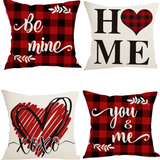 18X18 Sets of 2 Valentine's Day Throw Pillow Covers (*No Inserts) Canvas Feel Set Heart 26A or 26B