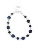 "Colorfully Cosmic" Silver Metal Blue Faceted Crystal Beads Clasp Bracelet