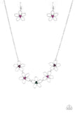 "Hoppin Hibiscus" Dainty Silver Metal & Multi Color Flower Necklace Set