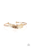 "How Do You Like This Feather " Gold Metal Dainty Feather Cuff Bracelet