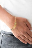 "How Do You Like This Feather " Gold Metal Dainty Feather Cuff Bracelet