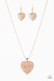 "Look into your Heart" Rose Gold Open Filigree Heart Necklace Set