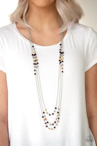 "Seasonal Sensation" Silver Metal & Multi Colored Beaded Layered Necklace Set