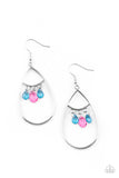 Paparazzi "Shimmer Advisory" Silver Metal Pink & Blue Faceted Crystal Beads Dangle Earrings