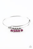 "All Roads Lead to Roam" Silver & Purple Beaded Charm Tension Bracelet