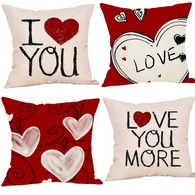 18X18 Sets of 2 Valentine's Day Throw Pillow Covers (*No Inserts) Canvas Feel Set Heart 23A or 230B