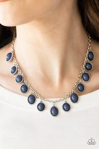 "Make Some Roam" Silver Chain Multi Blue Stone Necklace Set