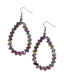 "Striking RESPLENDENCE" Gunmetal Multi Oil Spill Rhinestone Multi Earrings