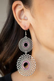 "Regal Roulette" Silver Metal & Pink Rhinestone Double Spiral Dangle Earrings