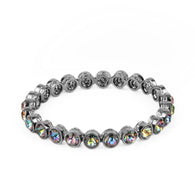 "Presto Posh" Black Metal Multi Color Oil Spill Rainbow Bangle Bracelet