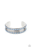 Paparazzi " Costa Rica Retreat " Silver Metal & Blue Faceted Bead Cuff Bracelet