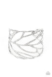 "Flock, Stock and Barrel" Silver Metal Open Work Textured Feather Cuff Bracelet