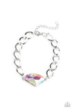 "Galactic Grunge" Silver Metal Chain & Multi Rainbow Iridescent Clasp Bracelet