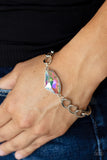 "Galactic Grunge" Silver Metal Chain & Multi Rainbow Iridescent Clasp Bracelet