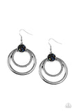 "Spun Out Opulence" Silver Metal & Crushed Multi Hematite Hoop Earrings