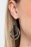 "Spun Out Opulence" Silver Metal & Crushed Multi Hematite Hoop Earrings