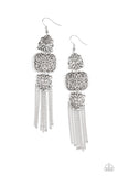 "Eastern Elegance" Silver Metal & Triple Filigree Tassel Post Earrings