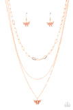 "Bountiful Butterflies" Copper Metal & Butterfly Multi Layered Necklace Set