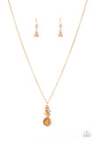 Paparazzi " Clustered Candescence " Gold Metal & Golden Gem Beaded Tassel Necklace Set