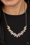 "Galaxy Game Changer" Silver Metal & Iridescent Marquise Cut Rhinestone Collar Necklace Set