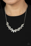 "Galaxy Game Changer" Silver Metal & White Marquise Cut Rhinestone Collar Necklace Set