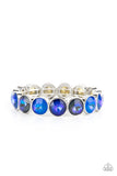 "Radiant on Repeat" Silver metal & Opalescent Blue Rhinestone Stretch Bracelet