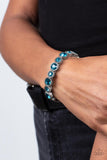 "Phenomenally Perennial" Silver metal Light Blue Rhinestone Stretch Bracelet