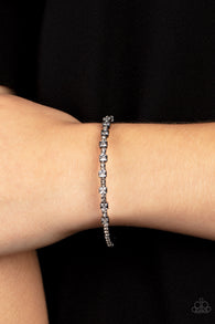 "Timelessly Tiny" Black Metal & White Rhinestone Flexible Bracelet