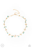 Paparazzi " Sahara Social " Gold Metal & Turquoise Bead Dainty Choker Necklace Set