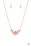 "Lavishly Loaded" Copper Metal Multi Color Iridescent Cluster Necklace Set