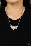 "Lavishly Loaded" Copper Metal Multi Color Iridescent Cluster Necklace Set