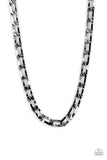 Paparazzi " Full-Court Press " Men's Black Metal Classic Crimped Chain Link Necklace Set