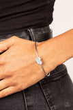 "Heart of Ice" Silver Metal & White/Clear Rhinestone Heart Dainty Cuff Bracelet