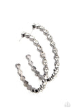 "Royal Reveler" Gunmetal & White/Clear Rhinestone Large Hoop Earrings