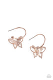 "Butterfly Freestyle" Rose Gold Metal & 3D Butterfly Hoop Post Earrings