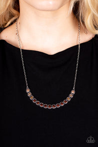 "Throwing Shades" Silver Metal Brown Ombre Rhinestone Bar Necklace Set