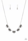 "Envious Elegance" Silver Metal White & Smoky Gray Rhinestone Necklace Set