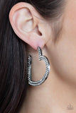 "Amore To Love" Gunmetal White/Clear Rhinestone Heart Hoop Post Earrings