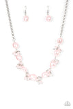 "Rolling with the Brunches" Silver Metal & Pink Pearl Multi Shaped Necklace Set