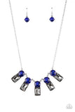 "Celestial Royal" Silver Metal & Sapphire Blue Smoky Gray Rhinestone Necklace Set