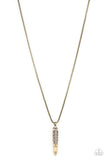 Paparazzi "Mysterious Marksman" Unisex Men's Brass BULLET With Tribal Motif Necklace