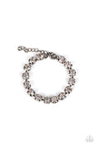 "A-Lister Afterglow" Gunmetal & White/Clear Round Rhinestone Clasp Bracelet