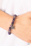 "Butterfly Nirvana" Silver Accents Butterfly & Purple Multi Beaded Stretch Bracelet