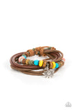 Paparazzi " Wild Sol " Leather Multi Strand Beaded & Sun Charm Adjustable Urban Bracelet