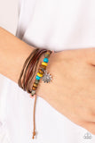 Paparazzi " Wild Sol " Leather Multi Strand Beaded & Sun Charm Adjustable Urban Bracelet